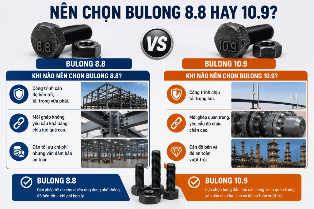 Nên Chọn Bulong 8.8 Hay 10.9?