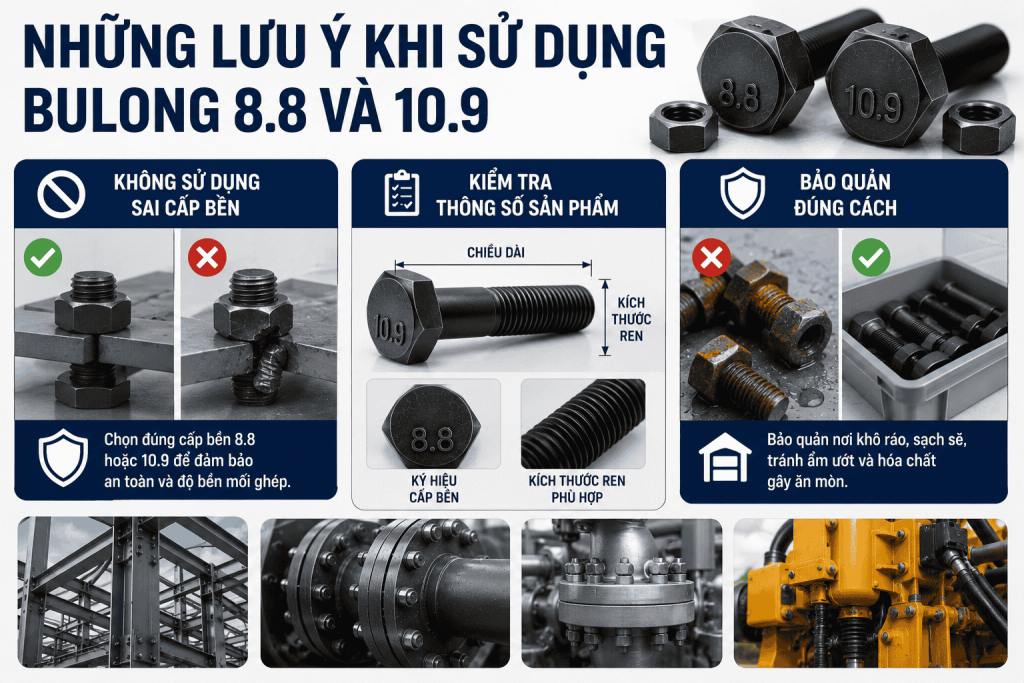 Những Lưu Ý Khi Sử Dụng Bulong 8.8 Và 10.9