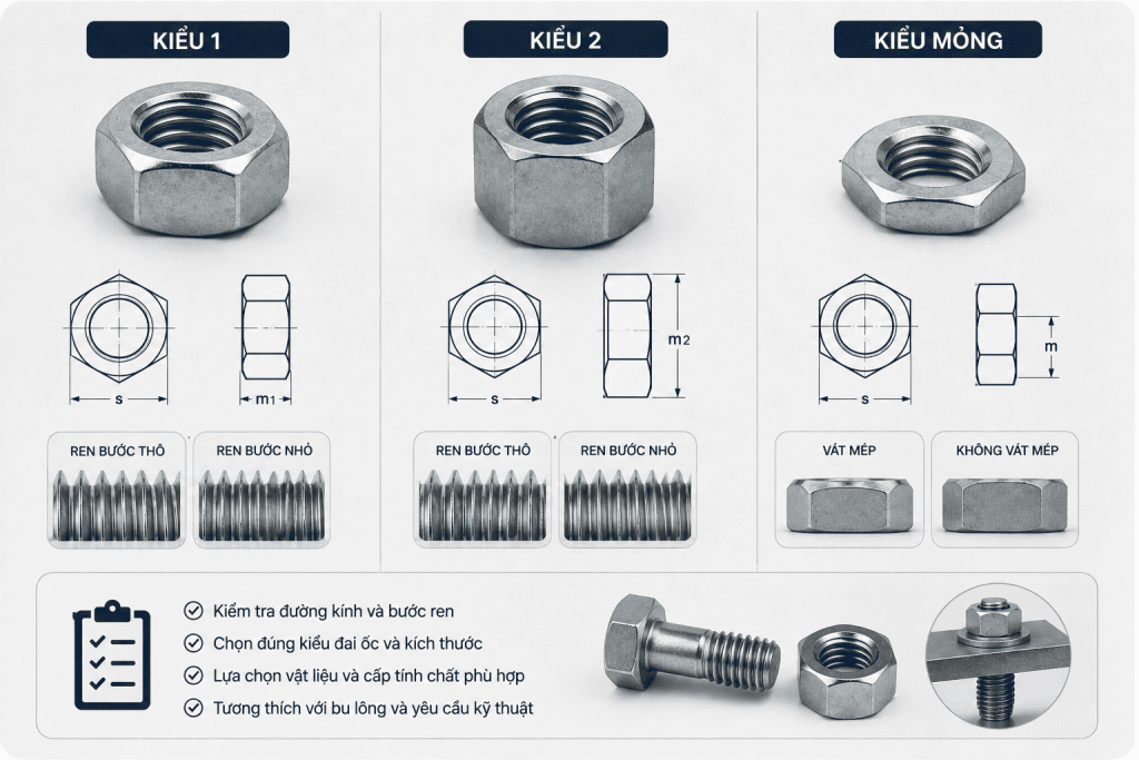 Các loại đai ốc lục giác theo JIS B 1181