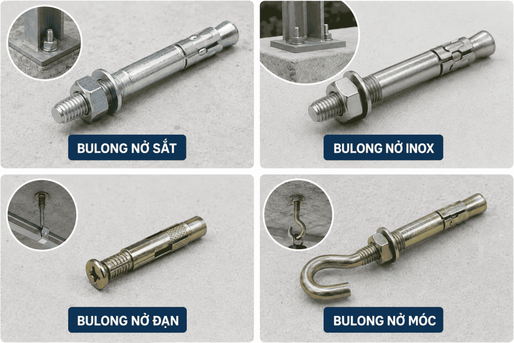 Các Loại Bulong Nở Phổ Biến Hiện Nay