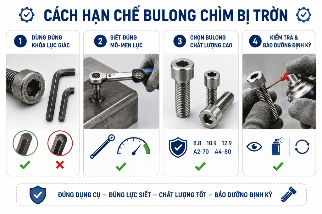 Cách Hạn Chế Bulong Chìm Bị Trờn
