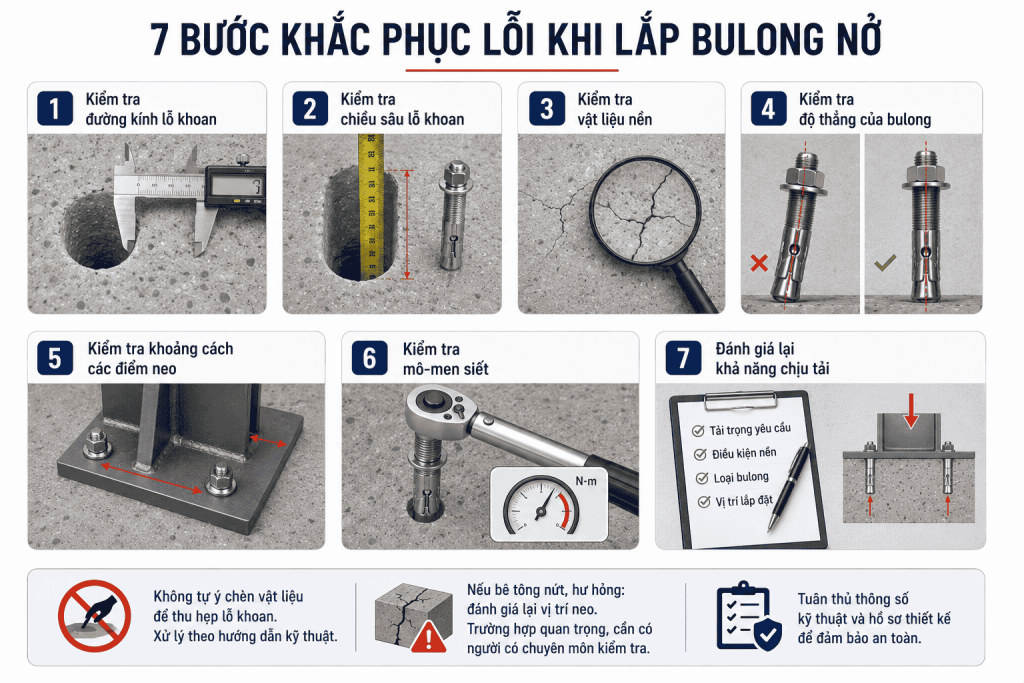 Cách Khắc Phục Các Lỗi Khi Lắp Bulong Nở