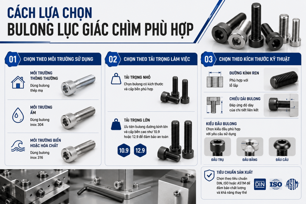 cách lựa chọn bulong lục giác chìm phù hợp