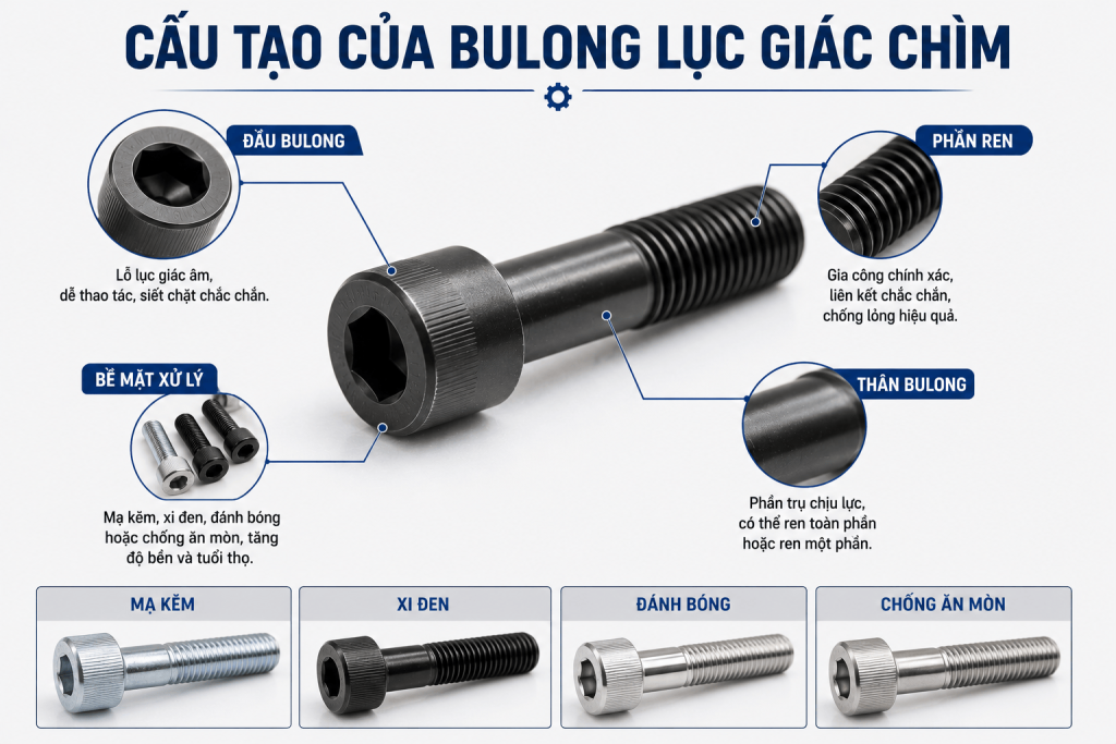 cấu tạo của bulong lục giác chìm