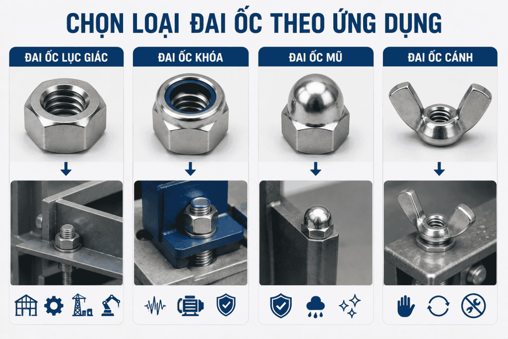 Chọn loại đai ốc theo ứng dụng