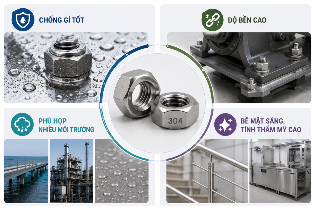 Đai ốc inox có ưu điểm gì?