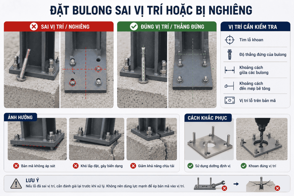 Đặt Bulong Sai Vị Trí Hoặc Bị Nghiêng