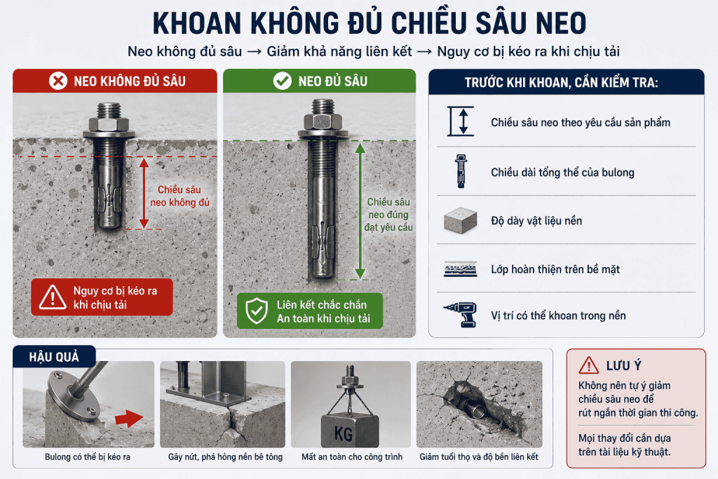 Khoan Không Đủ Chiều Sâu Neo