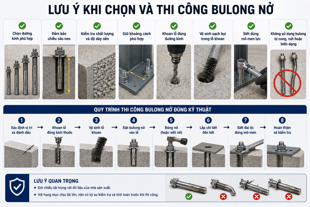 Lưu Ý Khi Chọn Và Thi Công Bulong Nở