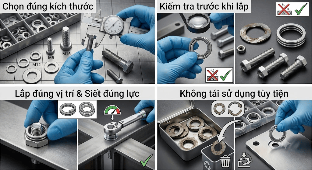 Lưu ý khi lắp đặt và sử dụng vòng đệm DIN 127