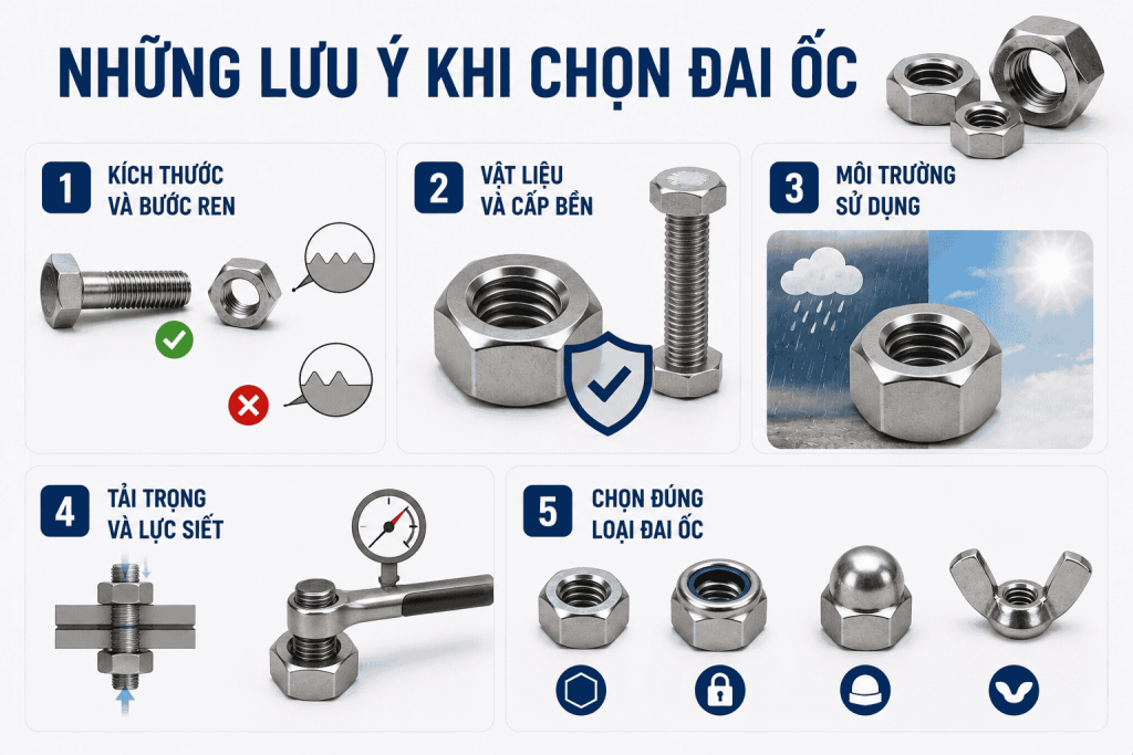 Những lưu ý khi chọn đai ốc
