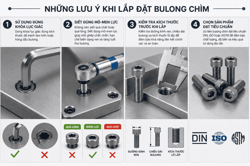 những lưu ý khi lắp đặt bulong chìm