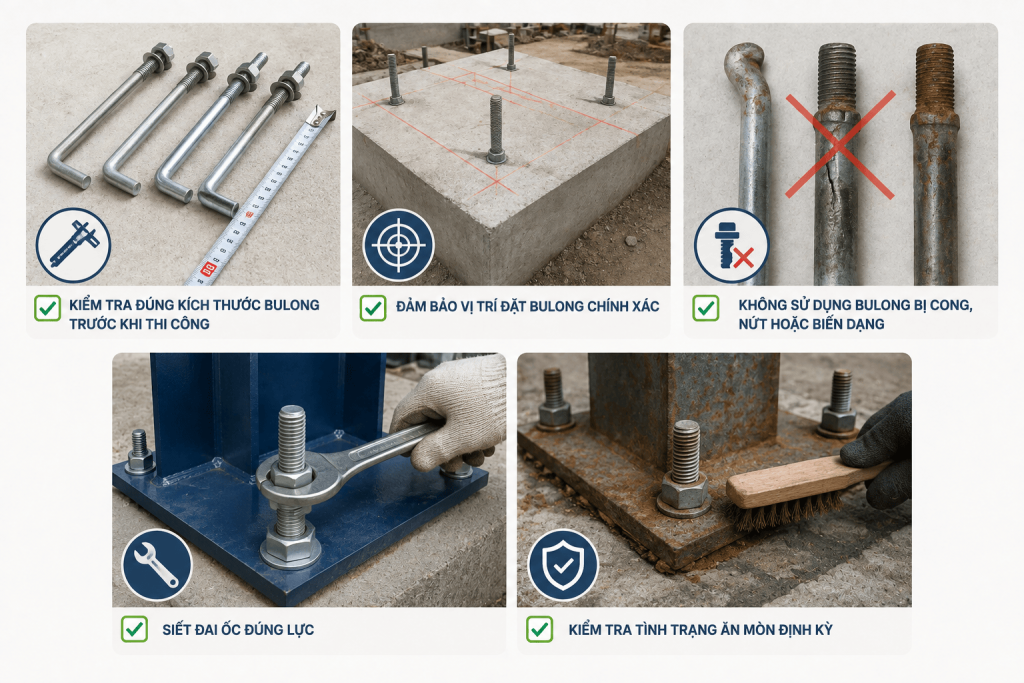 Những Lưu Ý Khi Sử Dụng Bulong Móng
