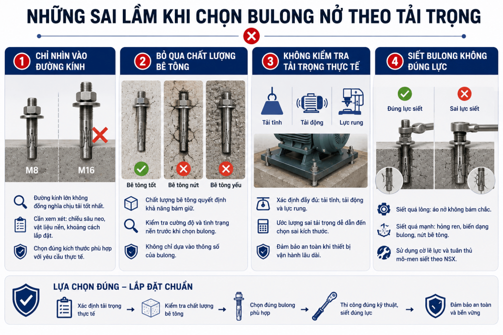 Những Sai Lầm Khi Chọn Bulong Nở Theo Tải Trọng