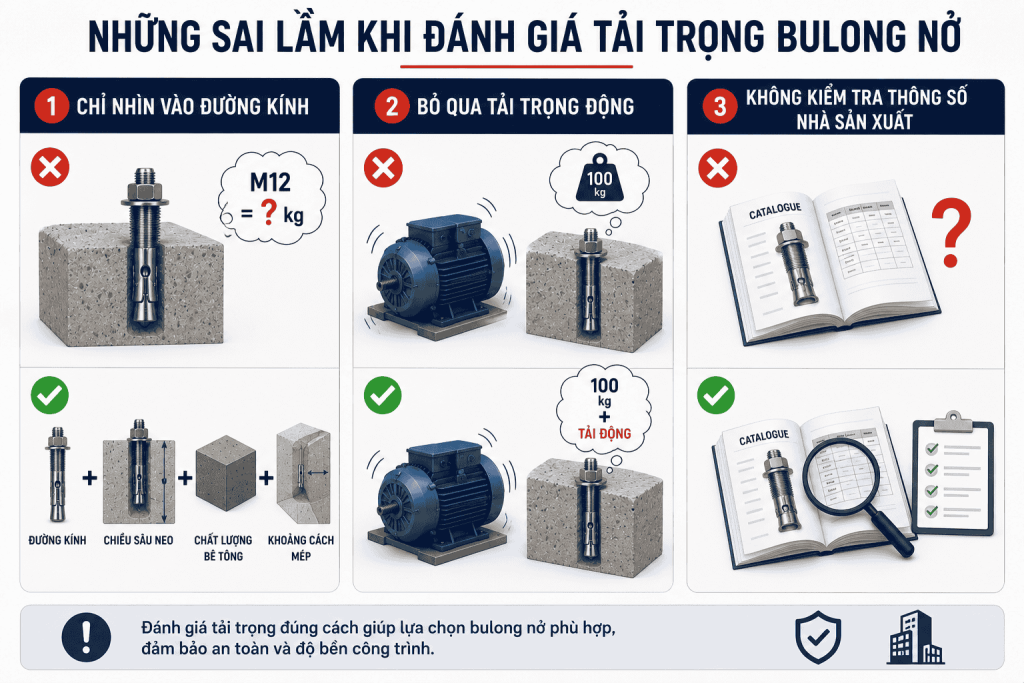 Những Sai Lầm Khi Đánh Giá Tải Trọng Bulong Nở