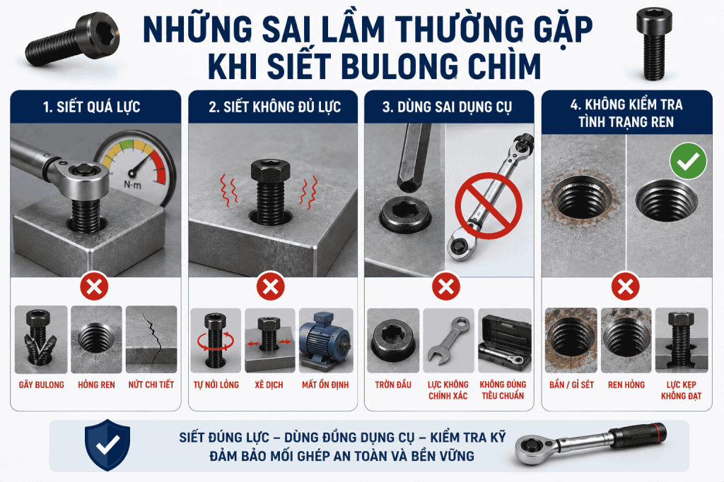 Những Sai Lầm Thường Gặp Khi Siết Bulong Chìm