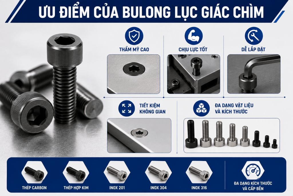 ưu điểm của bulong lục giác chìm