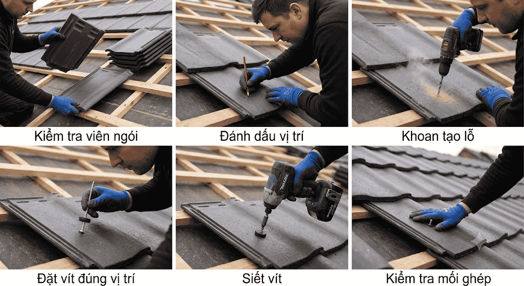 Cách bắn vít ngói đúng kỹ thuật qua từng bước