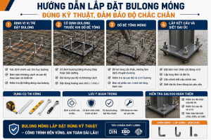 hướng dẫn lắp đặt bulong móng đúng kỹ thuật